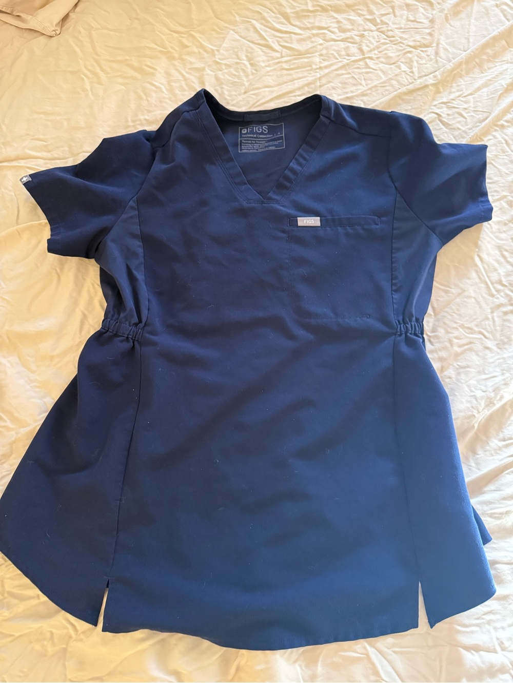 Figs Navy Blue V-Neck Maternity Scrub Top